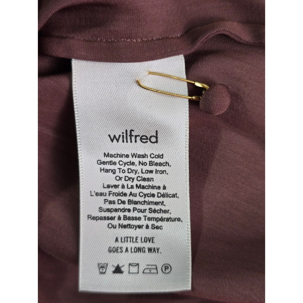 Wilfred Aritzia Brown Smocked V-Neck Long Sleeve Blouse Size Small - Picture 13 of 13
